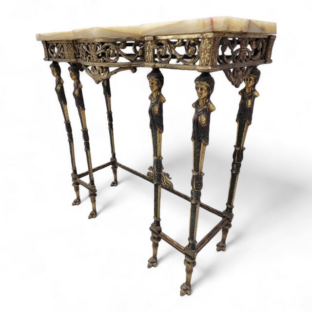 Art Deco Antique Oscar Bach Style Console Table With Mirror For Sale - Image 3 of 12