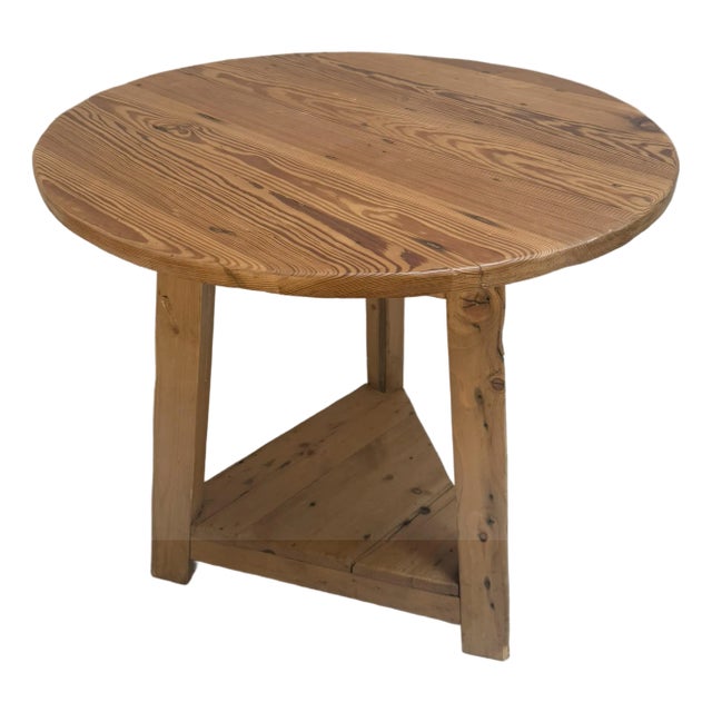 Early 19th Century English Pine Cricket Table With Triangular Base Shelf For Sale