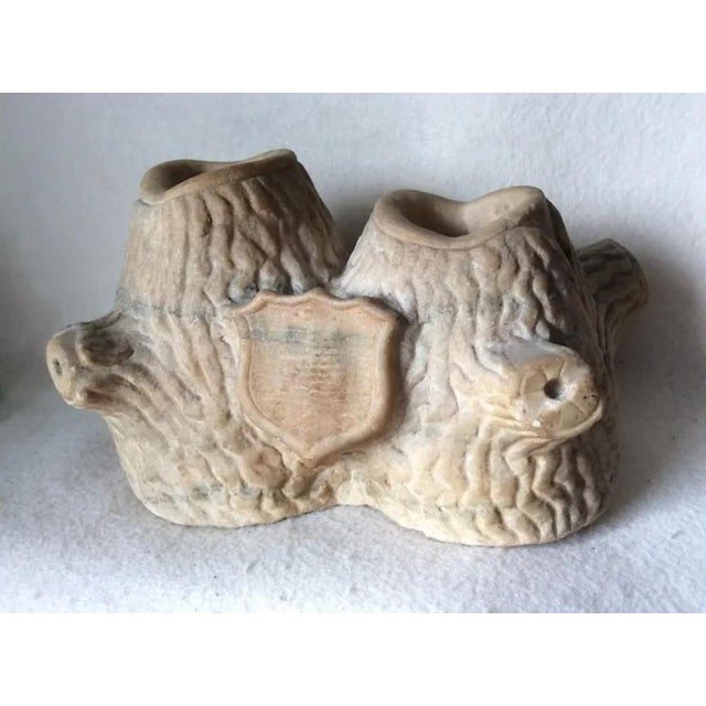 Antique 1800s Primitive, Folk Art Carved Marble Match Safe, Americana Patriotic Shield For Sale - Image 6 of 8