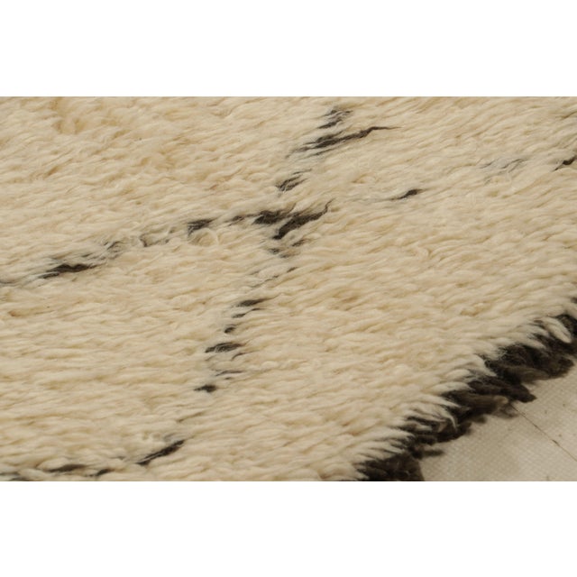 Vintage Moroccan Style Rug in White With Brown Geometric Patterns, From Rug & Kilim For Sale In New York - Image 6 of 9