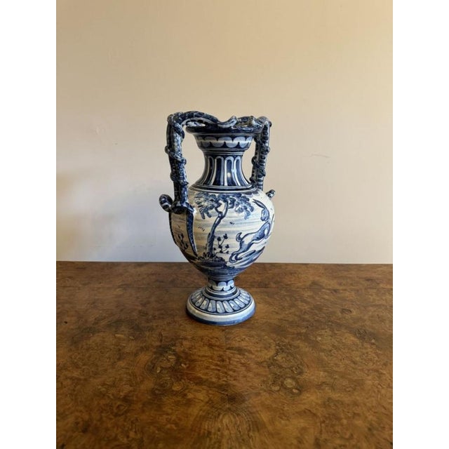 Talavere Blue and White Vase, 1900s For Sale - Image 10 of 11