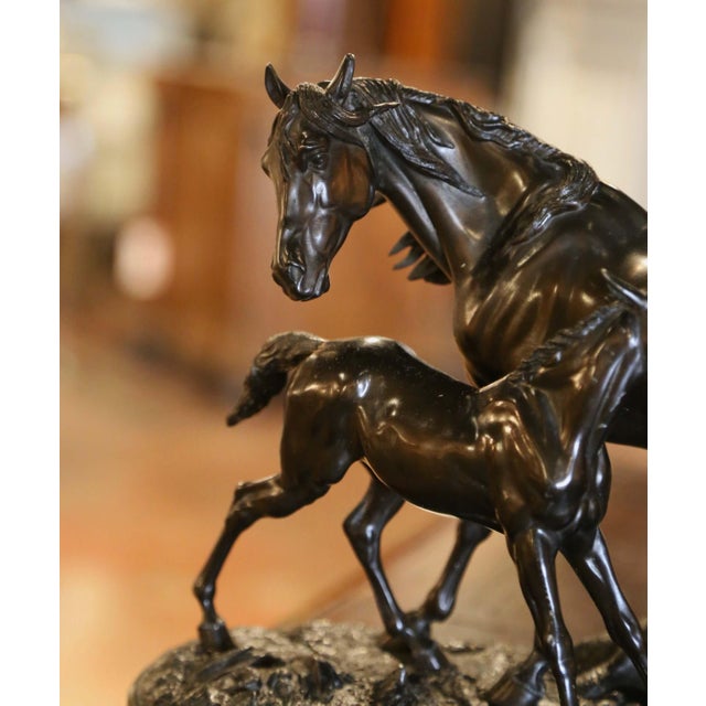 19th Century French Patinated Spelter Horse and Foal Sculpture After p.j. Mêne For Sale - Image 4 of 8
