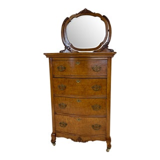 Antique Tallboy Dresser With Mirror For Sale