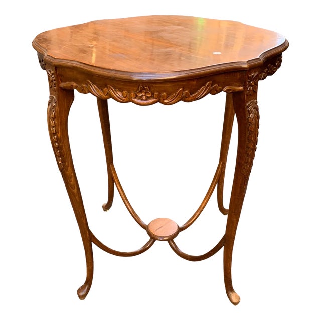 Antique Art Nouveau Carved Wooden Table For Sale