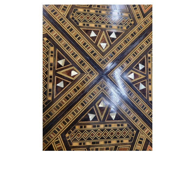Levantine Geometric Marquetry Side Table Top on Later Ebonized Stand For Sale - Image 9 of 11