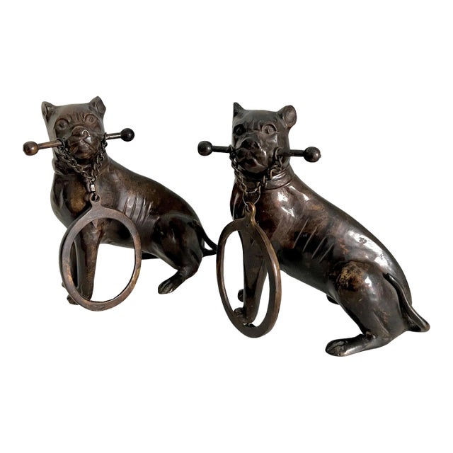 Mid 20th Century Bronze Boxer Dog Holding an Oval Picture Frame Bookends - A Pair For Sale
