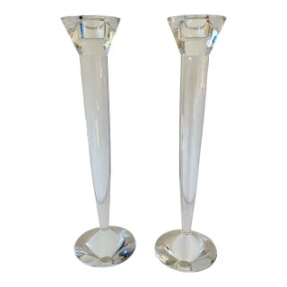 Pair of Late 20th Century Baccarat Crystal "Constellation" Candlesticks For Sale