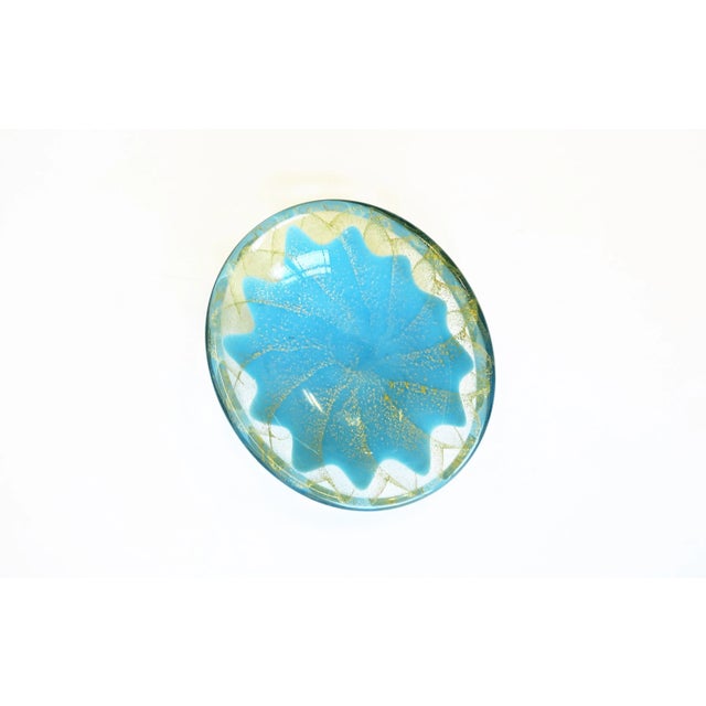 Mid-Century Modern Italian Murano Blue and Gold Art Glass Bowl For Sale - Image 3 of 13