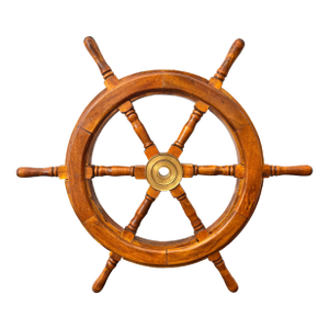 Vintage Authentic Nautical Sailboat Wheel With Brass Hub