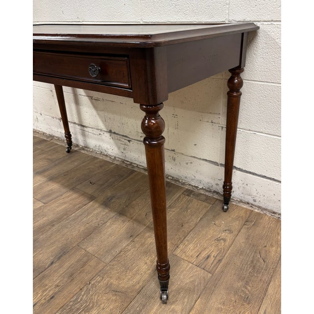 Vintage Regency Revival Directoire Style Leather Top Writing Desk Library Table For Sale - Image 9 of 13