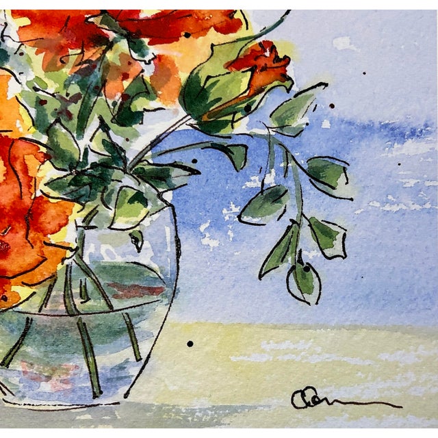 Scarlet Giclee Print of a Watercolor Painting “Red Orange Rose” For Sale - Image 8 of 9