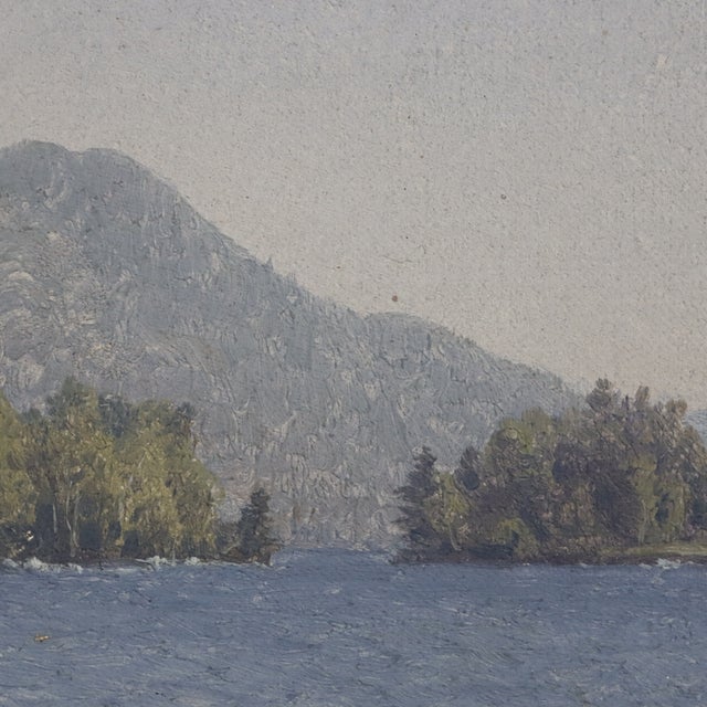 American Antique Oil on Canvas Painting of a Lake Scene Attr. David Johnson C1890 For Sale - Image 3 of 13