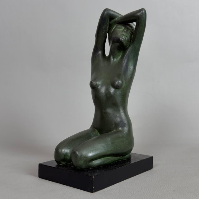 Vintage Ceramic Sculpture of Female Figure on Wooden Base by Francesco Pinton, 20th Century For Sale - Image 11 of 11