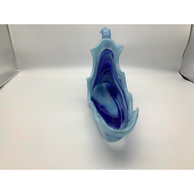 Glass Late 20th Century Light and Dark Blue Glass Bird Decorative Table Centerpieces For Sale - Image 7 of 13