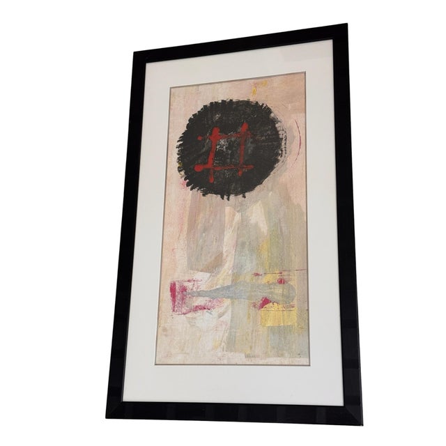 A passionate mixed media painting on paper signed by Mexican visual artist Roberto De La Renta. Professionally framed with...