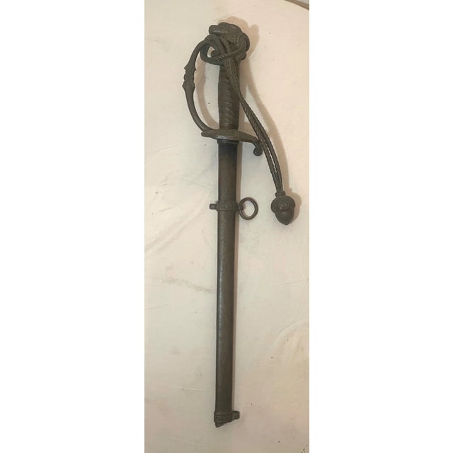 American Large Antique Solid Bronze American Eagle Sword Military Sculpture Wall Statue For Sale - Image 3 of 18