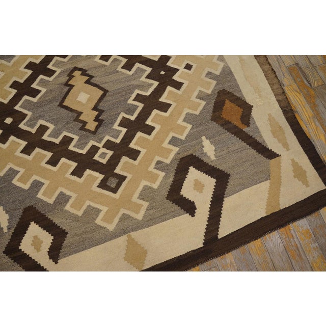 1930s Gray Diamond American Navajo Regional Rug 5' X 7' 8'' Flatweave Wool Carpet For Sale - Image 4 of 6
