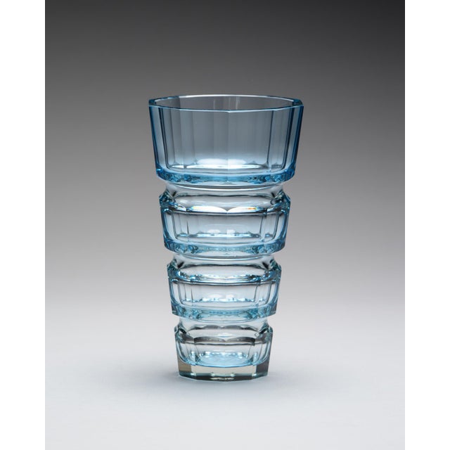 Modern Aquamarine Crystal Vase from Moser, 1980s For Sale - Image 3 of 11