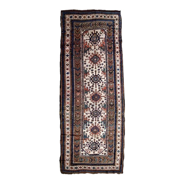 Late 19th Century Antique Handmade Caucasian Kazak Rug For Sale