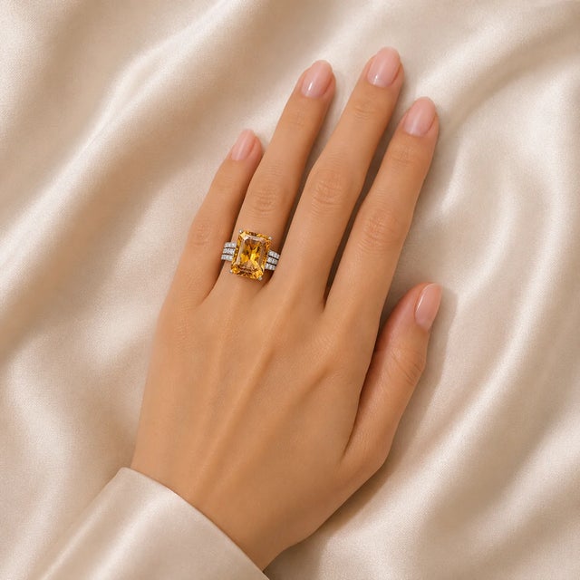 14K White Gold Ametrine Diamond Ring For Sale - Image 4 of 4
