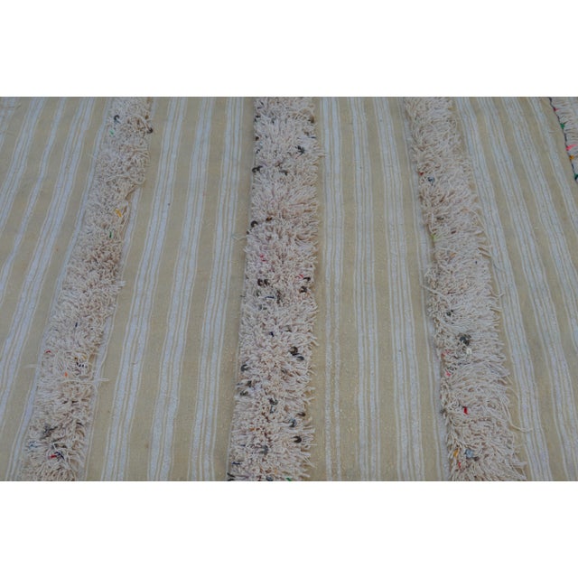 Mid 20th Century Mid 20th Century Striped Silk Motif Moroccan Blanket For Sale - Image 5 of 7