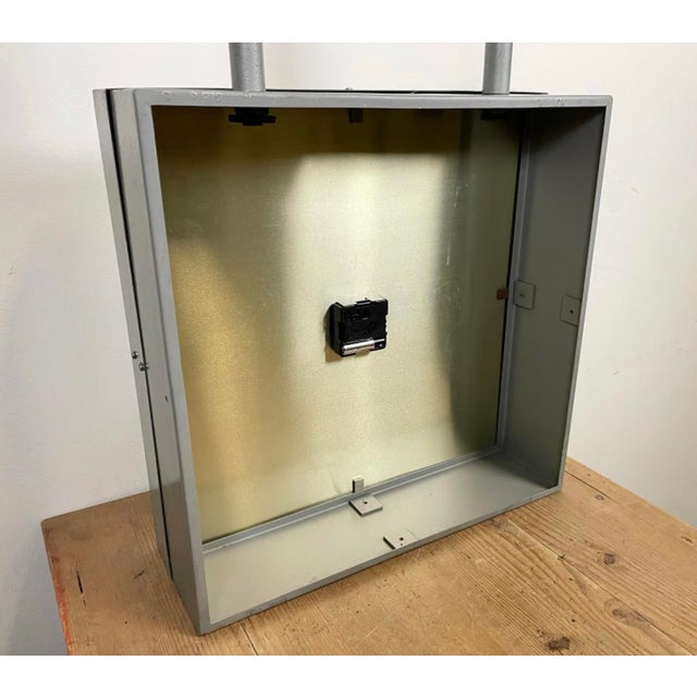 Large Industrial Double-Sided Factory Clock from Pragotron, 1970s For Sale - Image 17 of 18