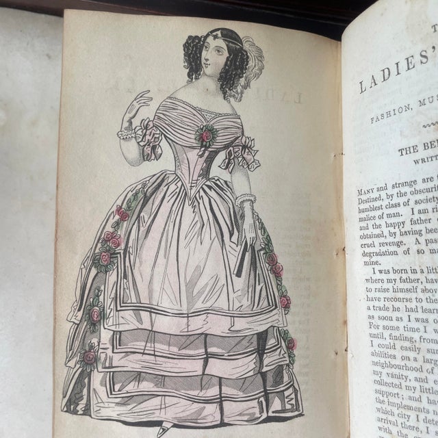 1841 Rare Book, “The Ladies’ Cabinet of Fashion, Music and Romance” , With Numerous Hand-Colored Illustrations . For Sale - Image 12 of 17