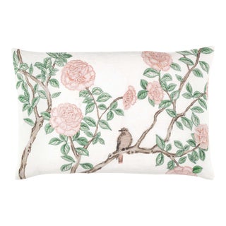 Marie Flanigan for Pine Cone Hill Jolie Embroidered White Decorative Pillow, 16"x24" For Sale