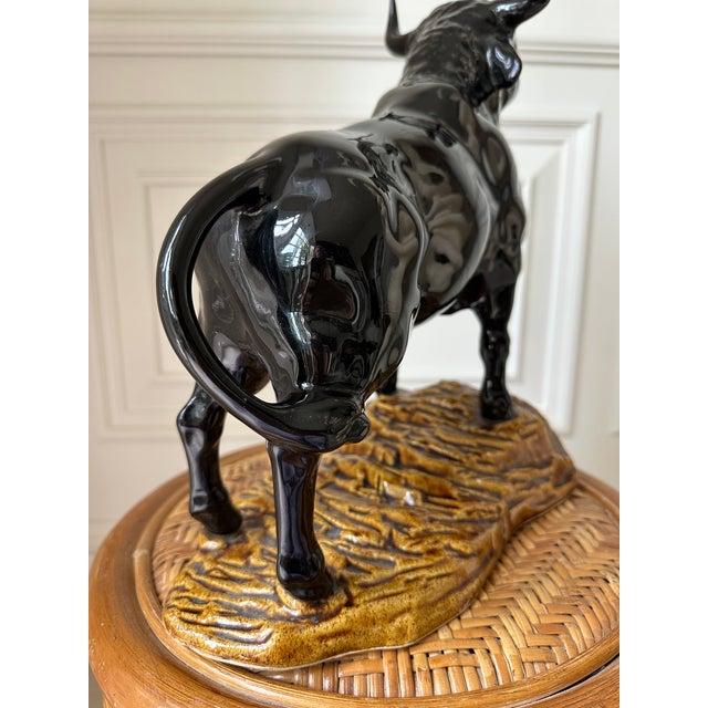 Vintage 13” Mid-Century Ceramic Bull Sculpture For Sale - Image 10 of 16