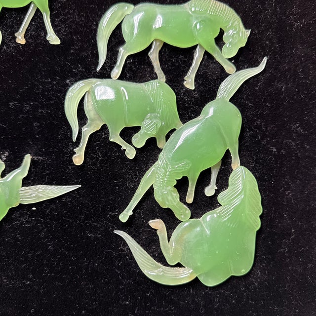 Wood Asian Jade Horse Relief Art Framed Shadowbox, Vintage For Sale - Image 7 of 12