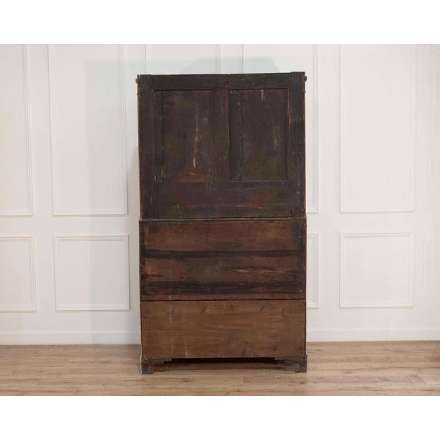 18th Century Fine Swedish three-part bureau with charming carvings and marble-painted columns For Sale - Image 11 of 11