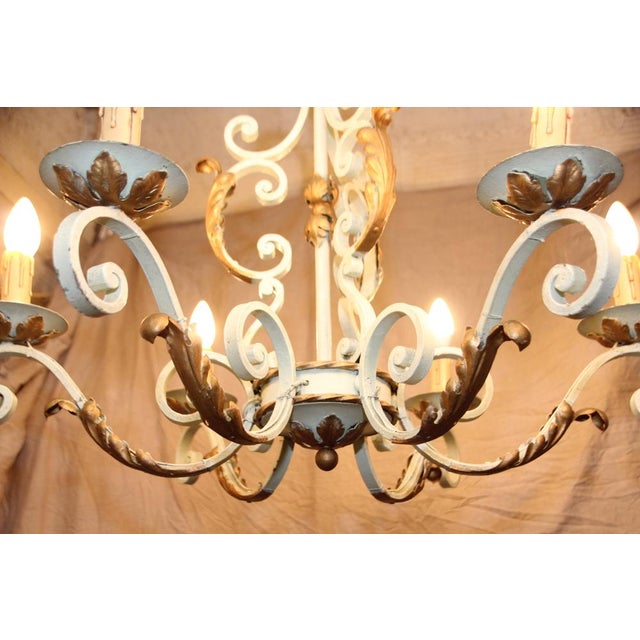 Art Deco French Wrought Iron Chandelier attributed to Gilbert Poillerat, 1950s For Sale - Image 9 of 18