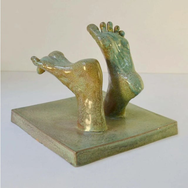 Ceramic Reliefs with Tapestry of Green Glazed Feet, Set of 4 For Sale - Image 6 of 16