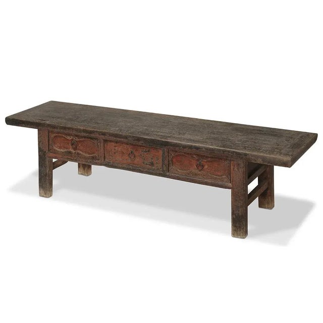 Brown Black and Red Kang Table with Drawers For Sale - Image 8 of 8