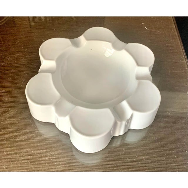 Mid 20th Century Vintage Large White Blanc De Chine Porcelain Flower Shape Ashtray / Candy Dish From Europe For Sale - Image 5 of 5