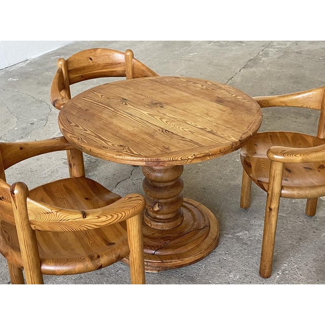 Round Sculptural Pine Pedestal Table, Denmark, 1970s For Sale - Image 8 of 11