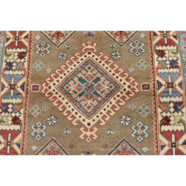 2020s Kazak Rug 3’11” X 5’10” Brown Wool Tribal Hand-Knotted Oriental Carpet For Sale - Image 5 of 12