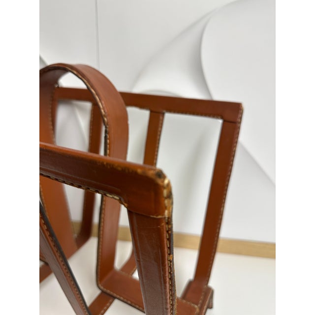 Stitched Leather Magazine Rack For Sale - Image 9 of 12