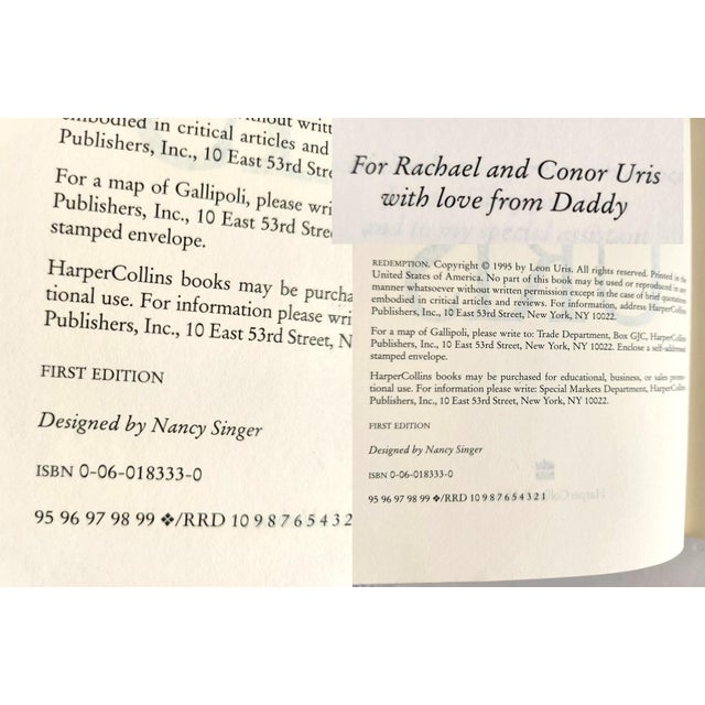 1995 Vintage 1st Edition Book, "Redemption", by Leon Uris For Sale - Image 9 of 9