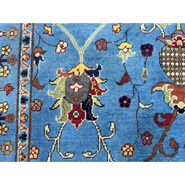 Sky Blue Persian Style Floral Area Rug With Botanical Border, 4'9" X 6'3" For Sale - Image 9 of 14