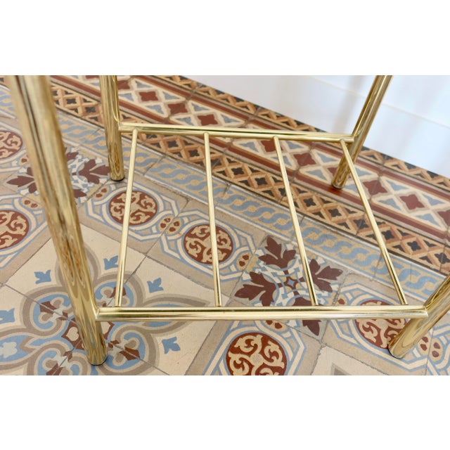 Gold Vintage Gold-Tone Metal and Smoked Mirrored Glass Bedside Tables, 1970s, Set of 2 For Sale - Image 8 of 10