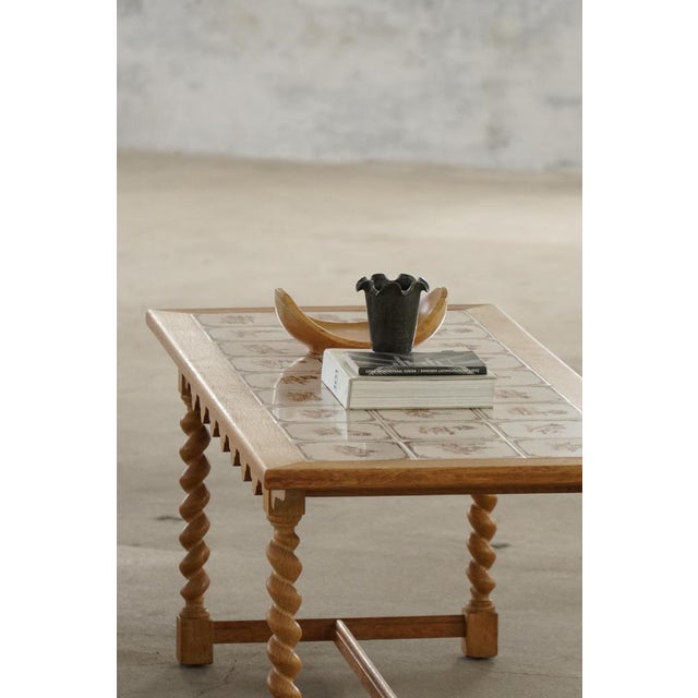 Mid-Century Modern Danish Oak Coffee Table with Ceramic Tile Top, 1950s For Sale - Image 3 of 18