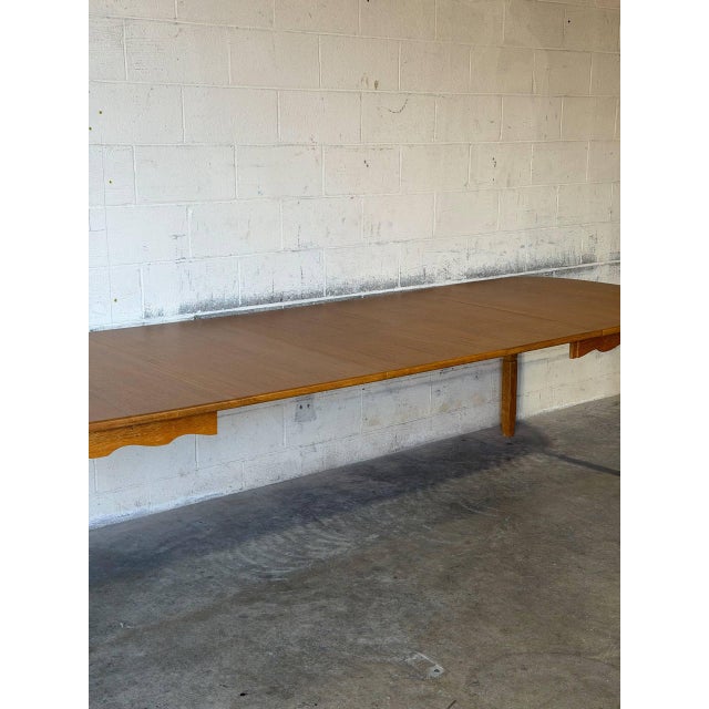 Oak Extendable Dining Table With 3 Leaves Mid-Century Modern 1970s For Sale In Los Angeles - Image 6 of 12