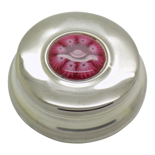 Vintage Italian Handmade Genuine Silver & Murrina Glass Pill Snuff Trinket Decorative Box For Sale