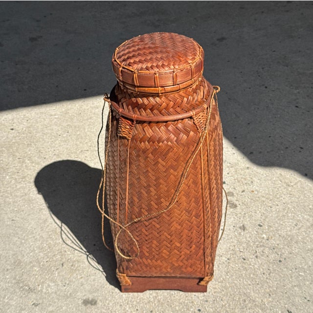 Brown Large Balinese Basket with Drawstrings For Sale - Image 8 of 18