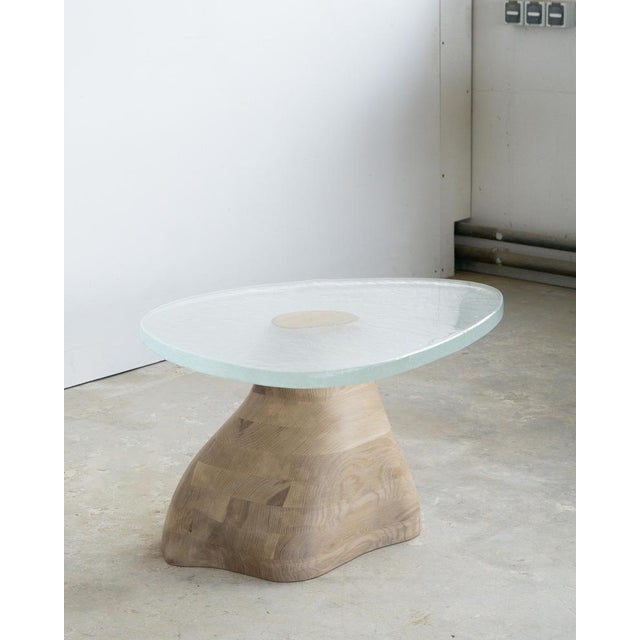 Fused Crystal Glass and White Oak Side Table by Alexander Knysch For Sale - Image 4 of 10