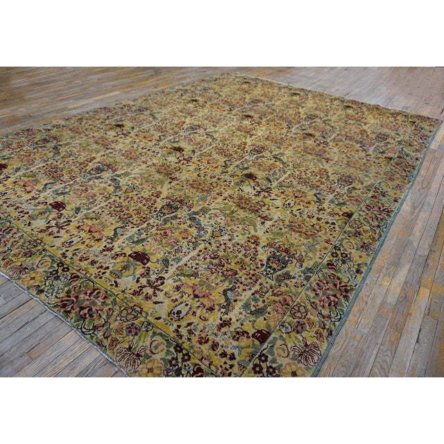 19th Century Persian Tehran Carpet ( 9'8" x 12'6" - 295 x 382 ) Antique Tahran Persian Allover Floral Knotted Rug, Circa...