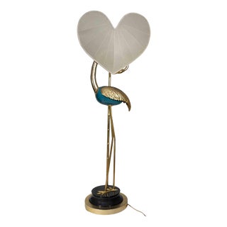 Vintage Flamingo Turquoise and Gold Lamp Lamp by Antonio Pavia, 1970s For Sale