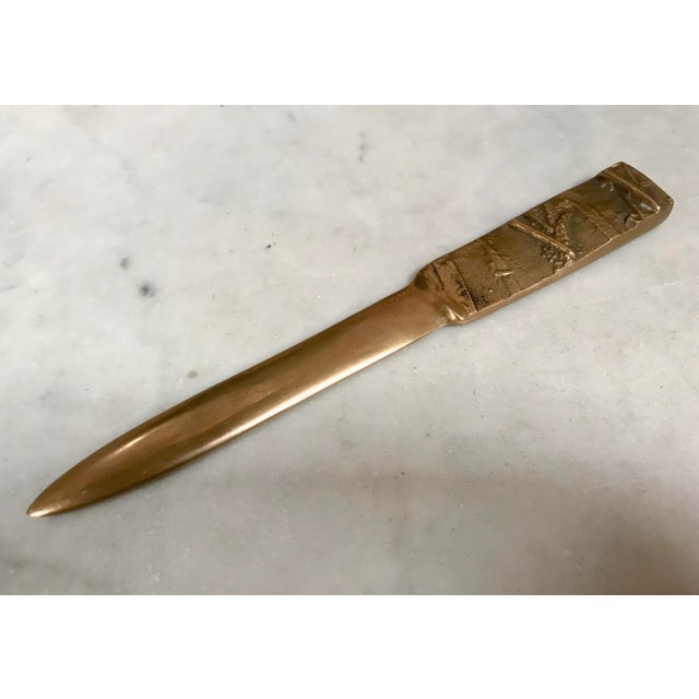Modern 1970s Italian Sculptural Brass Letter Opener Signed by Carlo Ricci For Sale - Image 3 of 10