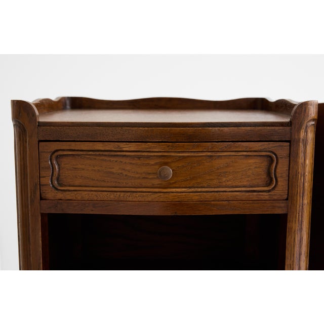 Pair of French Louis XV Style Oak Bedside Tables With Gallery Top For Sale - Image 12 of 18